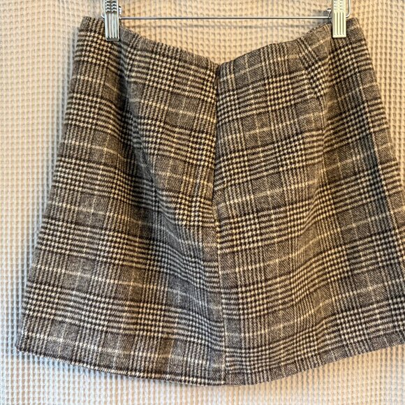 High Waist Plaid Skirt Bodycon Pencil Wool Mini Skirts - Picture 4 of 4